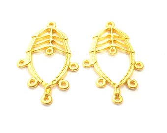 2 Gold Charm Gold Plated Charms  (40x25mm)  G10182