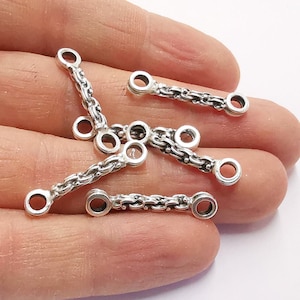 10 Chain Shape Connector Findings Antique Silver Plated Findings (28x6mm)  G20544