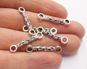 10 Chain Shape Connector Findings Antique Silver Plated Findings (28x6mm)  G20544