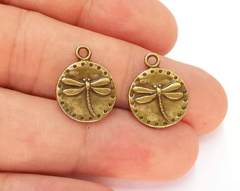 Dragonfly Charms Antique Bronze Plated Charm (19x15mm) G22397