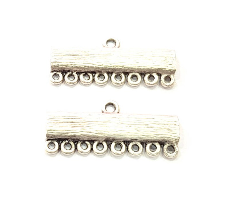 4 Silver End Bar Connector Antique Silver Plated Metal G11422 30x13mm