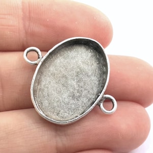 Silverhänge med blank bezel, basinfattning, halsband, blanka infattningar, antikförsilvrad mässing (24 x 17 mm blank) G7324