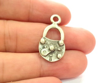 4 Lock Charm Silver Charms Antique Silver Plated Metal (30x15mm) G14342