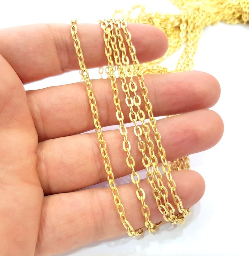 Gold Plated Cable Chain 1 Meter 3.3 Feet 4.5x3 Mm G14665 Etsy