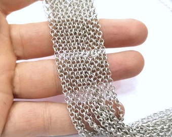Silver Rolo Chain Antique Silver Plated Chain (3 mm) G18180