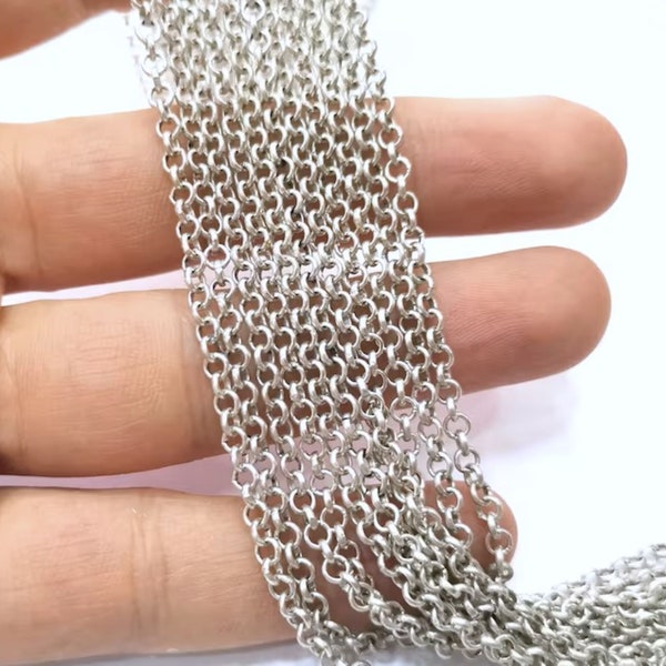 Silver Rolo Chain Antique Silver Plated Chain (3 mm) G18180