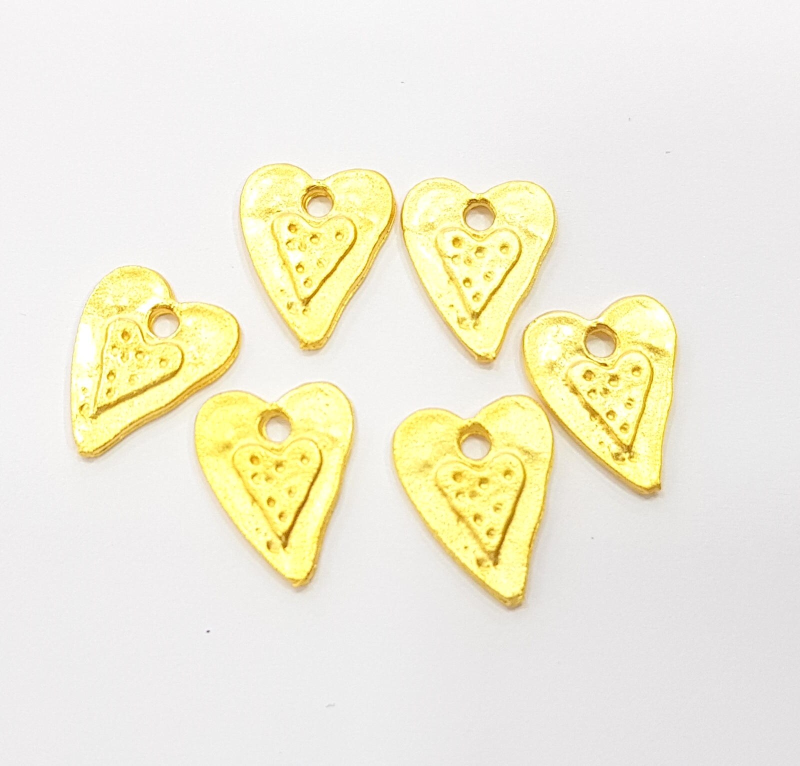6 Gold Heart Charm Gold Plated Charms 15x12mm G8505 Etsy