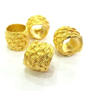 2 Knitting Tube Beads , Gold Plated Brass  (15x13 mm) G20698
