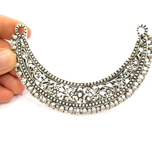 Silver Pendant Oxidized Silver Collar Pendants Antique Silver Plated Pendants (114x25mm) G6532 image 4