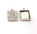 4 Silver Pendant Blank Mosaic Base Blank inlay Blank Necklace Blank Resin Blank Mountings Antique Silver Plated  (15mm )  G8972 product logo