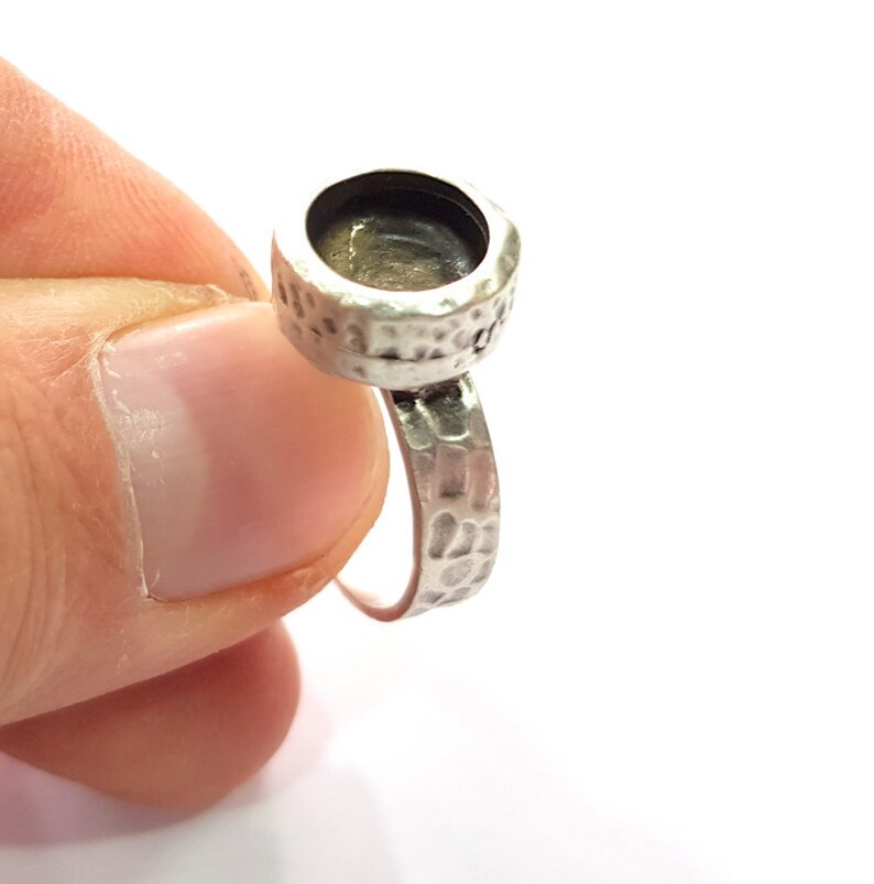 Ring Blank Setting Hammered Ring Base Bezel Inlay Ring Backs Etsy