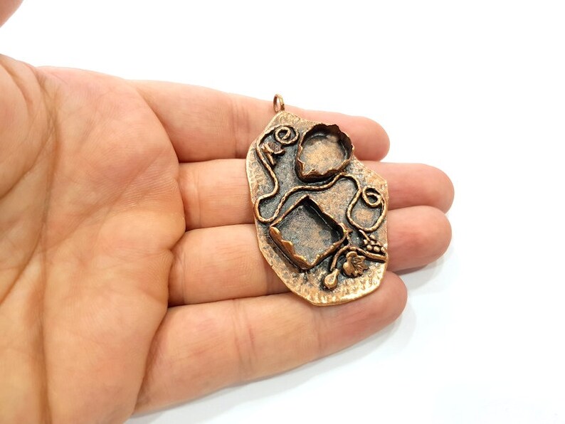 18x13mm,13x13mm blank G13201 Antique Copper Pendant Blank Mosaic Base Blank inlay Necklace Blank Resin Blank Mountings Copper Plated Brass