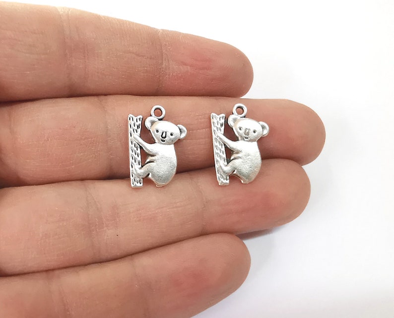 10 Koala charms Antique silver plated charms G24110 19x14mm