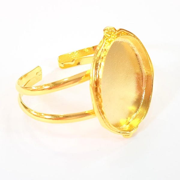 Gold  Bracelet Blanks Cuff Blanks Adjustable Bracelet Blank Gold Plated Brass (40x30mm Blanks ) G7701