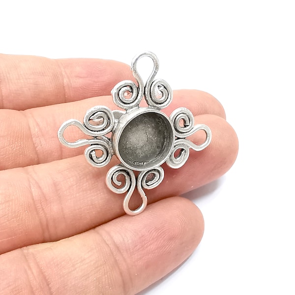 Zilveren ring blanco instellingen, cabochonbevestiging, verstelbare ring basisring antiekzilver hars, inlegwerk mozaïek cabochon (13 mm) G34258
