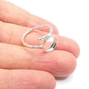 Sterling Silver Ring Blank Bezel 925 Silver Ring Setting Resin Ring Blank Cabochon Ring Mounting Adjustable Ring Base (10mm round) G30336