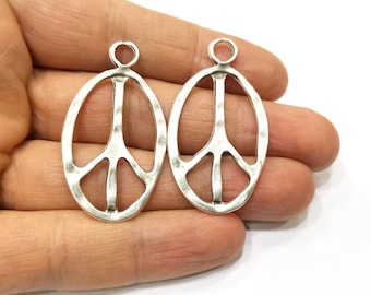 Peace Charms Antique Silver Plated Charms (46x26mm)  G17262