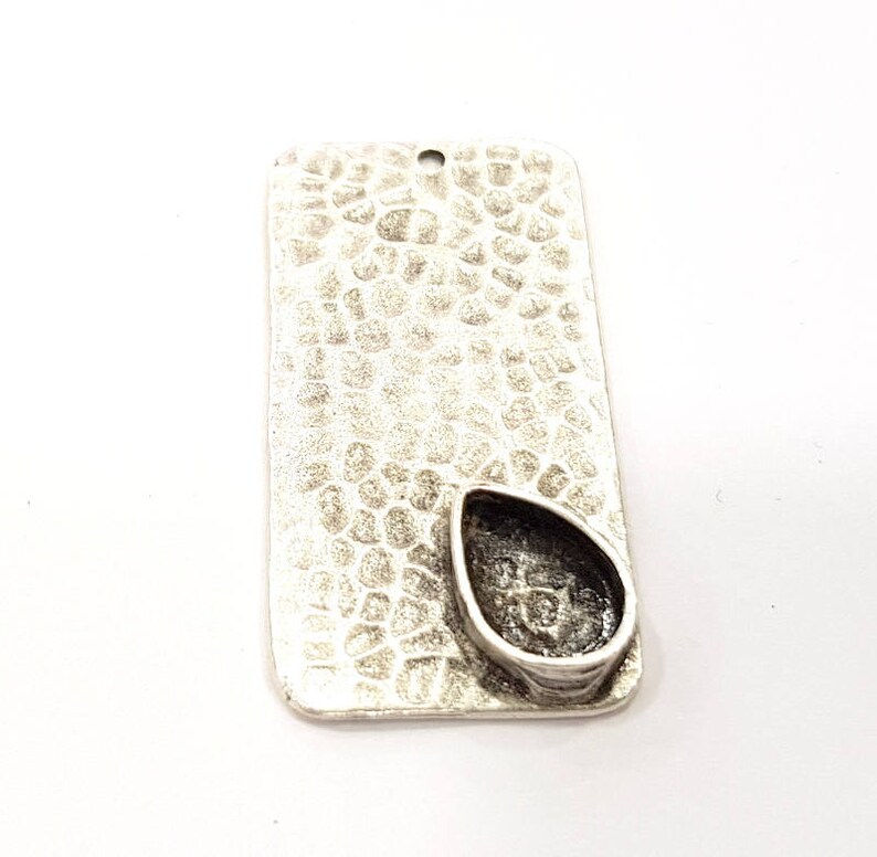 40x20mm Silver Pendant Blank Mosaic Base Blank inlay Blank Necklace Blank Resin Blank Mountings Antique Silver Plated Brass G9494