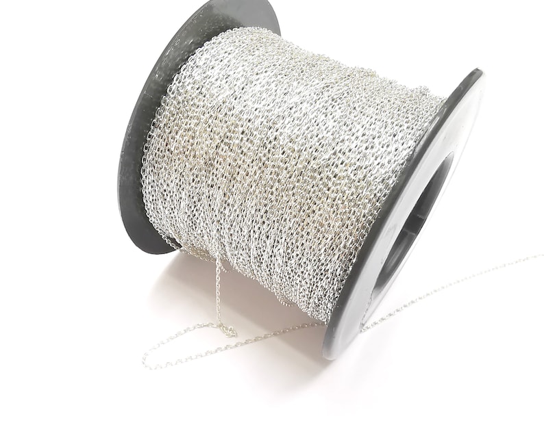 Sterling Silver Soldered Cable Chain 925 Silver Chain Findings (1,4x0,8mm thickness) G30095 image 5