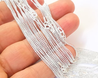 Sterling Silver Finished Necklace Chain Ball Chain Bead Chain (1mm) 925 Solid Silver Ready Chain (40cm-16 inch)  G30089