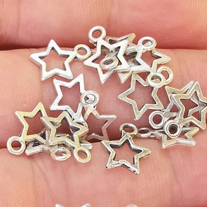 20 Star Charms Antique Silver Plated Charms (12x9mm)  G24065