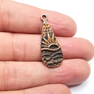 Ciondoli Sole Marino, Sole Nascente, Sole al Tramonto, Placcati in Rame Antico (34 x 14 mm) G29107