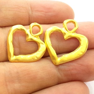 4 Gold Charm Gold Plated Heart Charms (24x21mm)  G6867
