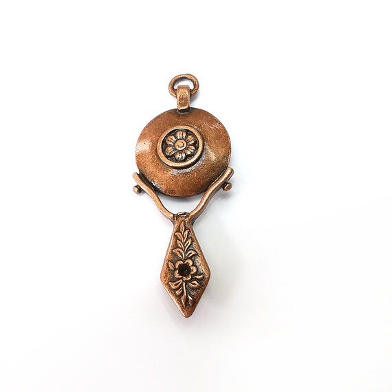 Copper Flower Charms, Boho Charm, Rustic Charm, Earring