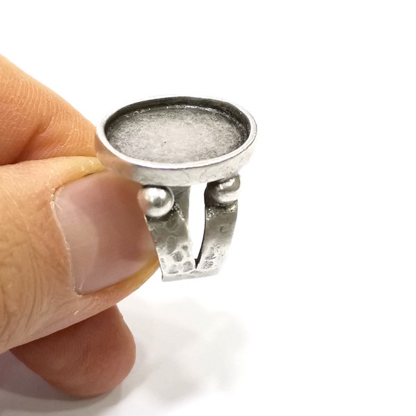 Zilveren ring setting hars ring blanco cabochon basis inlay ring montage verstelbare ring bezel (18 x 15 mm) antiek verzilverd messing G16473