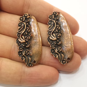 Blumencharme Verbinder Antik Kupfer Charm (43 x 20 mm) G17546