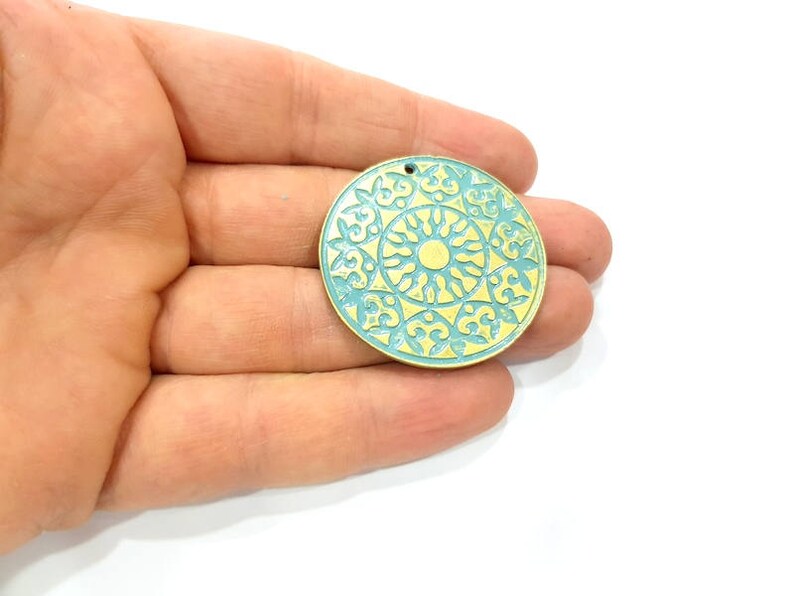 Faux Patina over Antique Bronze Tone 2 Blue Patina Charms Verdigris Charms Antique Blue Charms G11676 30mm