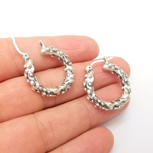 Silver Hoop Earrings, Antique Silver Plated Hoop Earring, Findings (28mm) G33790