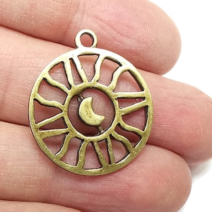 Moon Sun Crescent Charms Antique Bronze Plated Charms (30x25mm) G29784