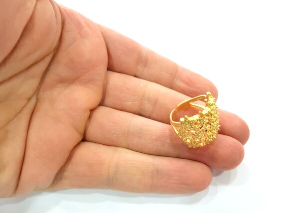 15mm blank Gold Plated Brass G5072 Adjustable Ring Blank,