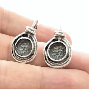 Base de aretes en blanco, base de cabujón en blanco de resina plateada, base de cabujón en blanco, monturas en blanco, latón plateado antiguo (base de 10 mm) G20782