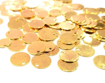 10 Gold Stempel Charms Anhänger Anhänger Flake Charms Vergoldet Messing (10mm) G10989