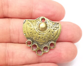 Bronze Charms Connector, Jewelry Parts, Bronze Bracelet Component, Bronze Earring Finding, Antique Bronze Plated Metal (29x29mm) G35982