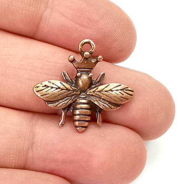 Queen Bee Charms Antique Copper Plated Charm (25x23mm) G28124