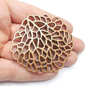 Copper Filigree Pendant Antique Copper Plated Findings (66x62mm) G29374
