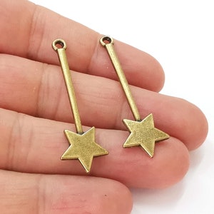 5 Star Wand charms Antique bronze plated charms (47x15mm) G25522