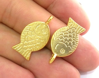 2 Fish Charms Gold Plated Fish Charms (25x15 mm) G19526