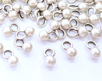 Silver Ball Charms Antique Silver Plated Charms (5x9mm) G8080