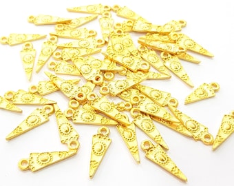10 Gold Charm Ethnic Charm Tribal Charms Gold Plated Charms  (20x6mm)  G8508