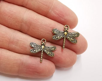 Dragonfly Charms Antique Bronze Plated Charms (21x19mm)  G18334