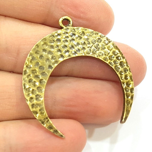 2 Crescent Charms Moon Charms Antique Bronze Charms (40x38mm) G9233