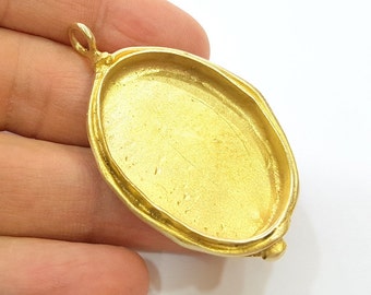 Raw Brass Pendant Blank Bezel Settings Base Blank Mountings Necklace Blank Cabochon Base  (40x30mm blank)  G9606