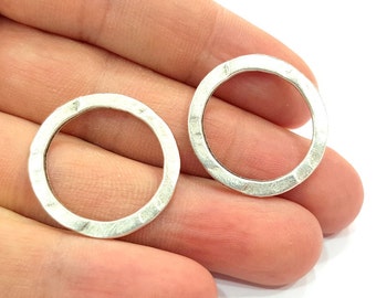 Silver Circle Connector Findings Antique Silver Plated Circle   (24 mm)  G6522