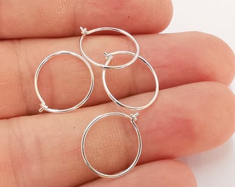 Solid Sterling Silver Earring Hoop Wire 925 Silver Earring Hoop Findings Earring Clasp (16x14mm) G30056