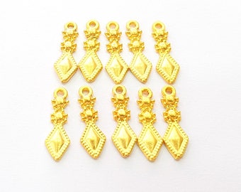 10 Gold Charm Ethnic Charm Tribal Charms Gold Plated Charms  (17x5mm)  G8564
