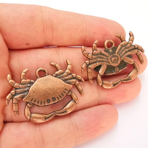2 Krabbe Charms antike Kupfer vergoldet Charms (41x25mm) G22381